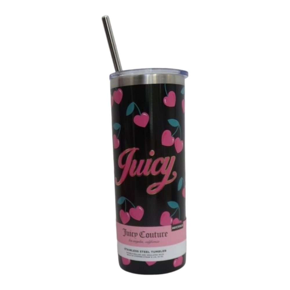 - Juicy Couture Pink {Heart 🍒 } cherry Double Walled Stainless Steel Tumbl…